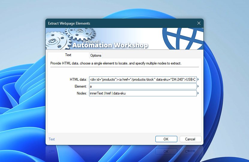 Extract Webpage Elements · Text