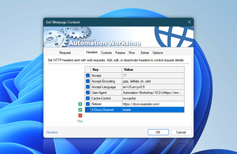 Get Webpage Content · Headers