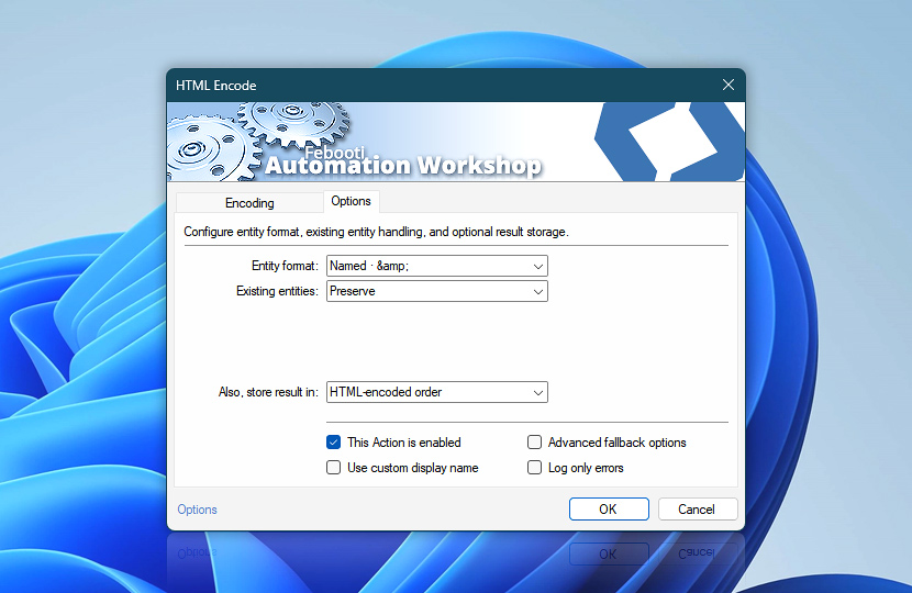 HTML Encode · Options