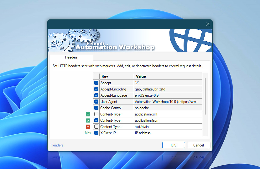 Internet & Web Actions · Headers