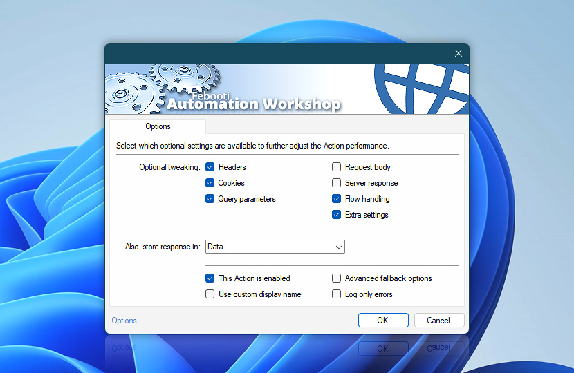 Internet & Web Actions · Options