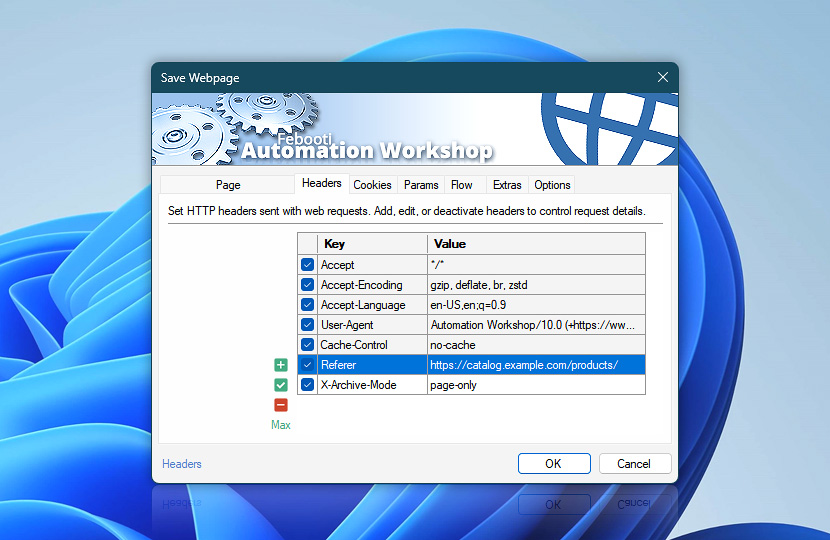 Save Webpage · Headers