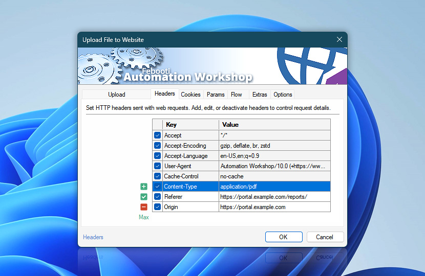 Upload File to Website · Headers