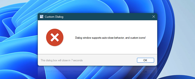 Custom Dialog with auto-close feature and Error icon