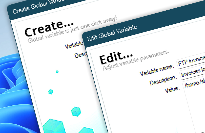 Manage global variables · New, Edit, Remove…
