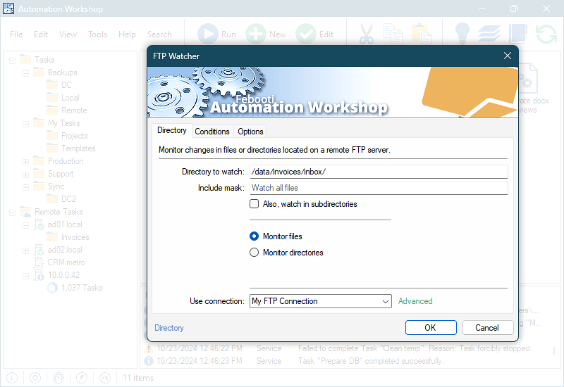 FTP File and Directory Watcher to monitor a remote folder for new files