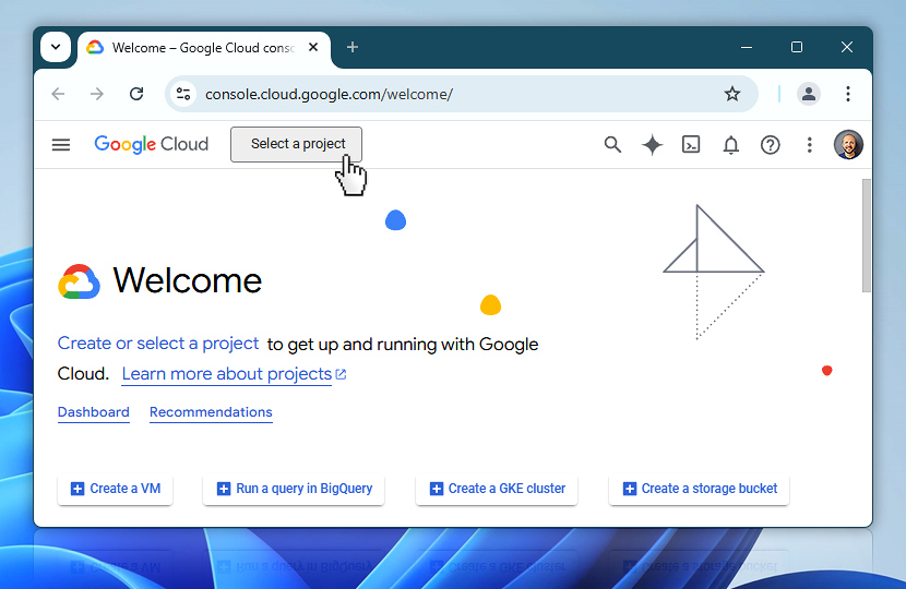 Welcome—Google Cloud console