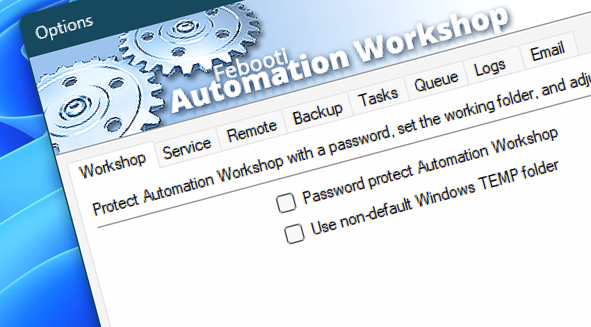 Automation Workshop options