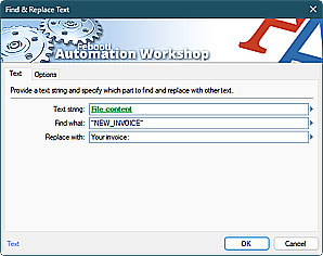 Automate Action · Find & replace text