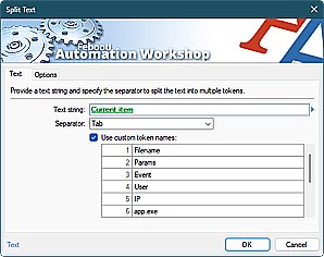 Automate action · Split Text