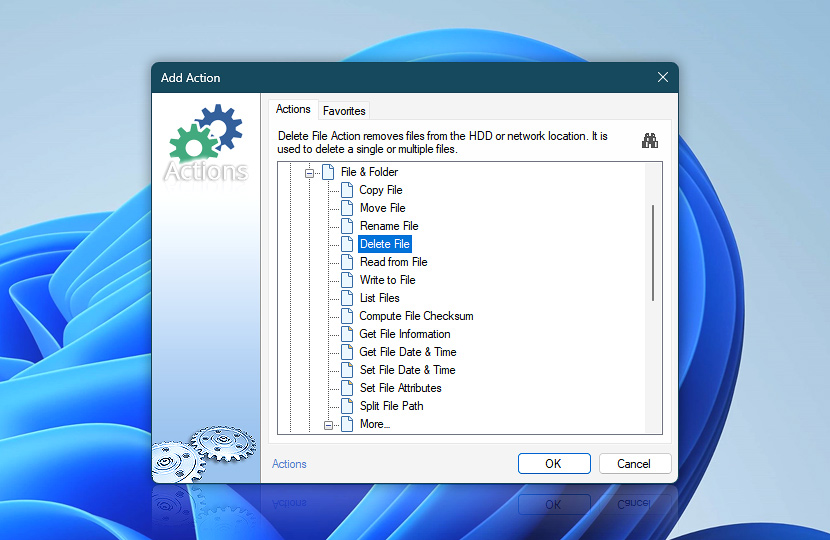 Add Action: Delete File