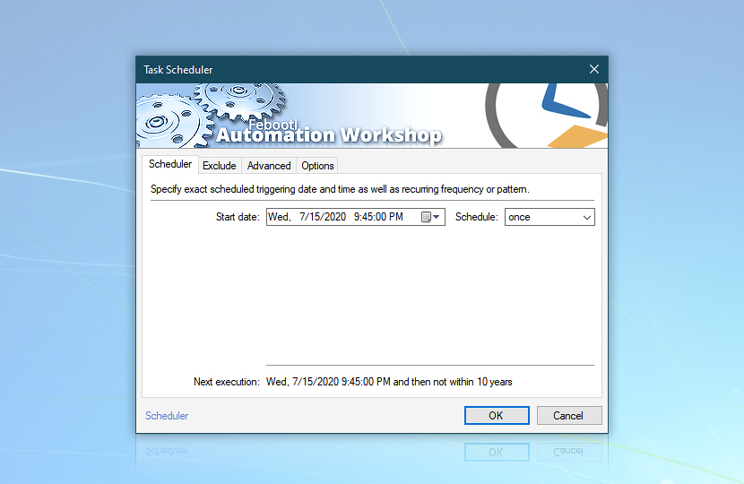 Advanced Task Scheduler—schedule once