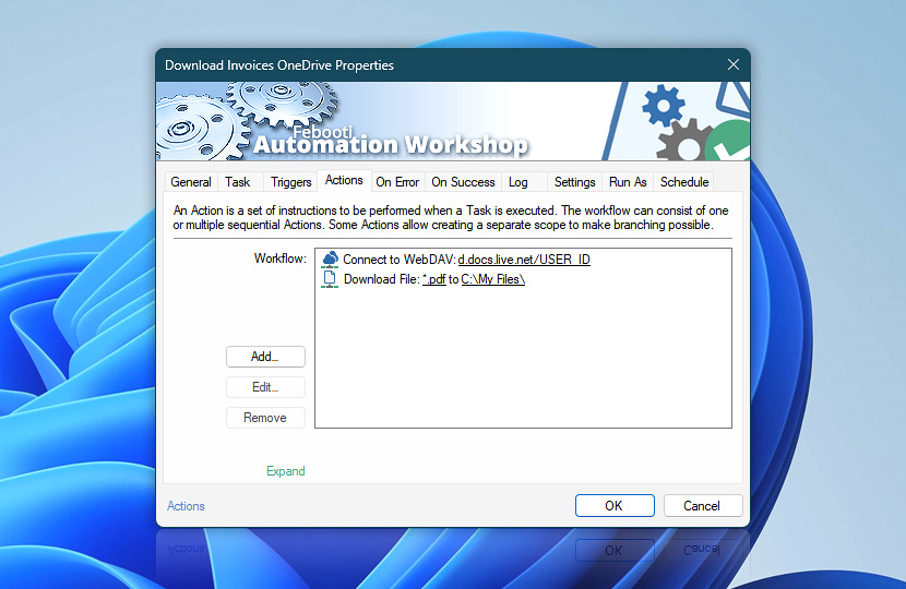 Automatically download invoices from OneDrive via WebDAV