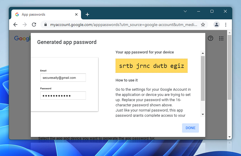 generated passwords