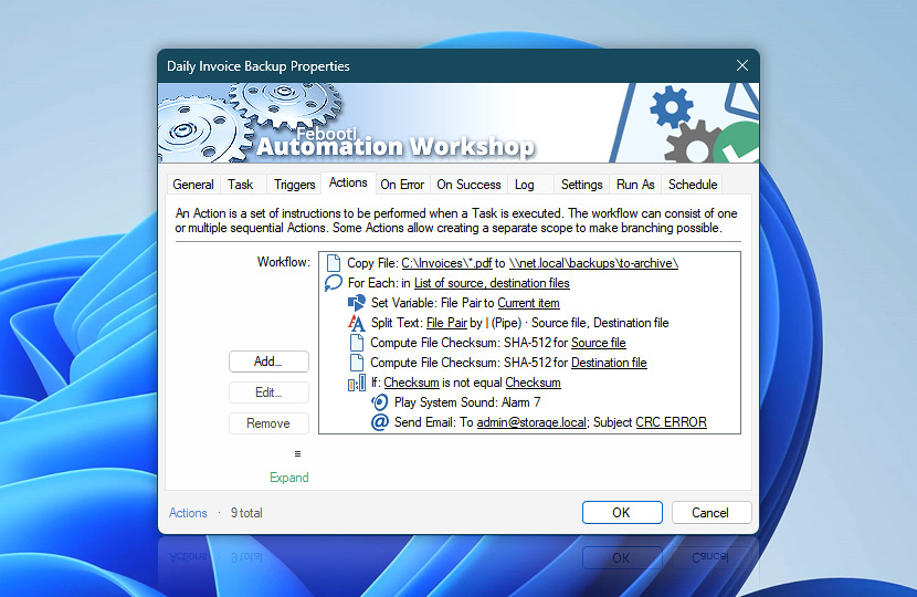 Use the source/destination file list to calculate file checksums