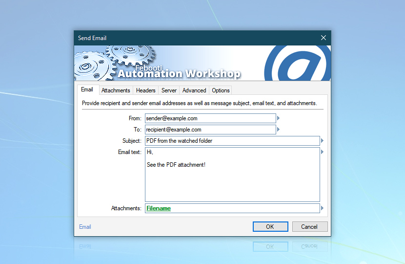 Send automated email with .pdf attachment