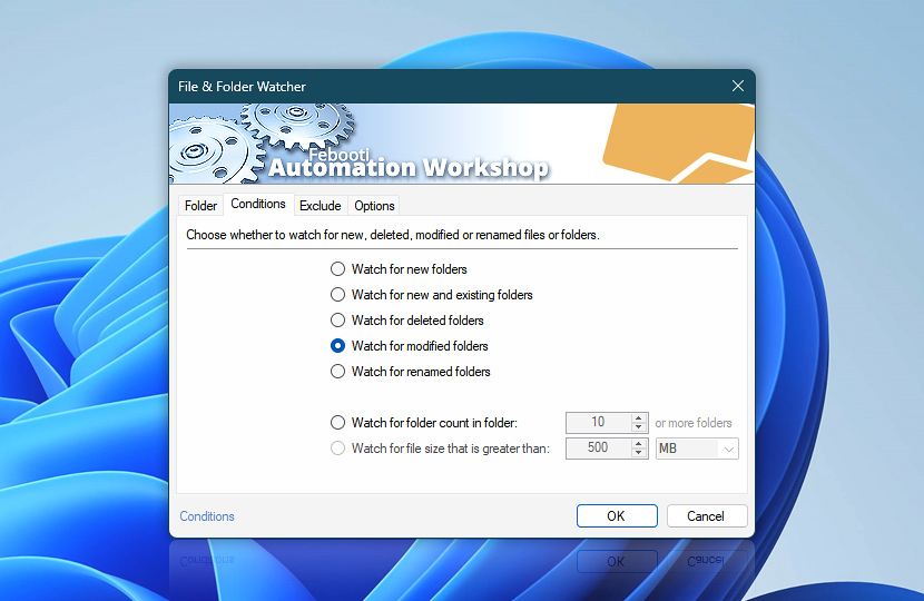 Monitor a folder: Watch for modified folders