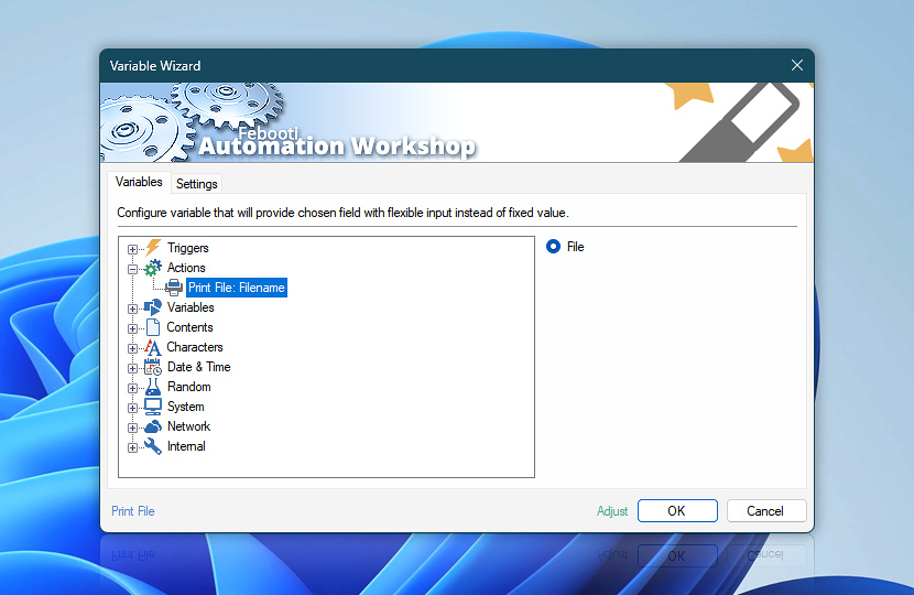 Variable Wizard · Print File