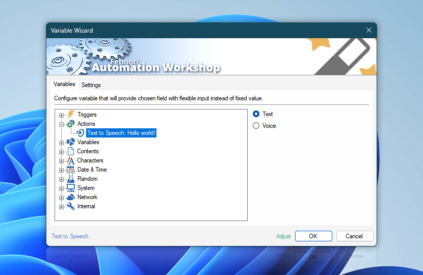 Variable Wizard · Text to Speech