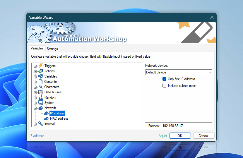 Variable Wizard · IP address