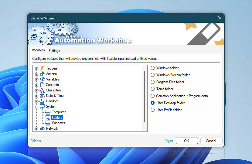 Variable Wizard · Folders