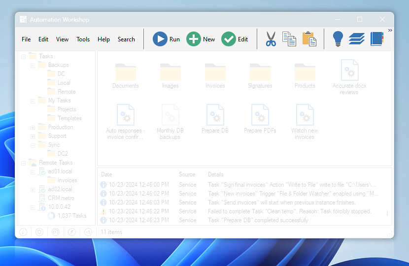 The unified menu and toolbar