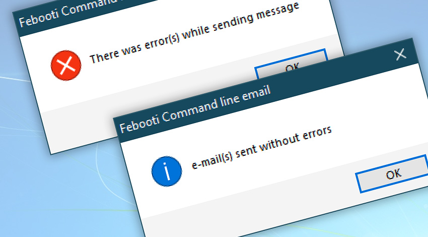 Febooti Command Line Email popup window