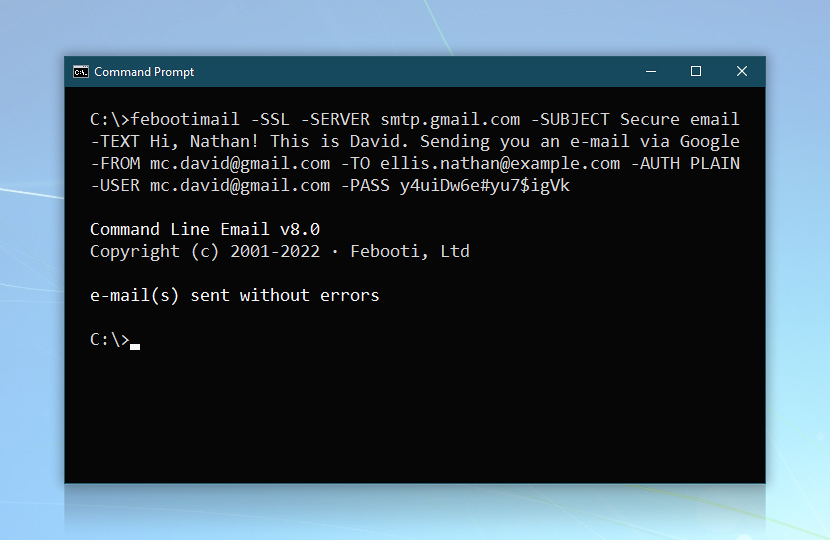 Gmail from CMD · Command Line Email screenshot