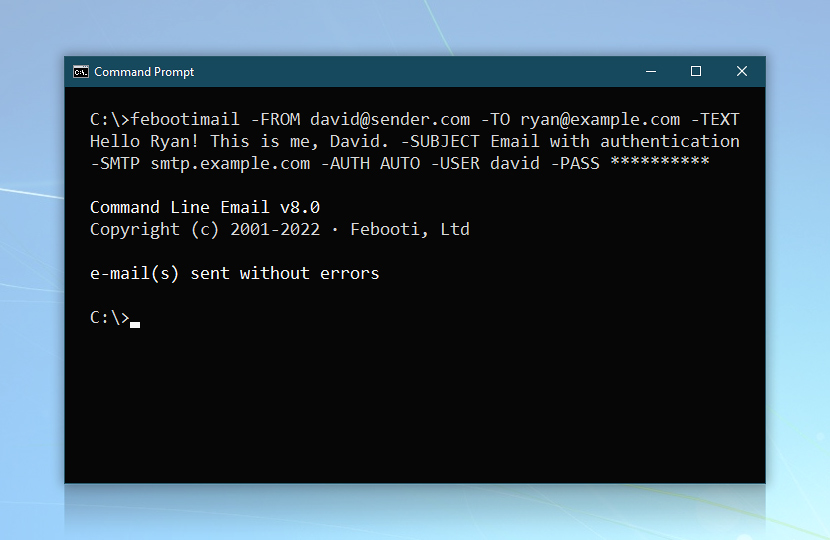 Simple CMD email · Command Line Email screenshot