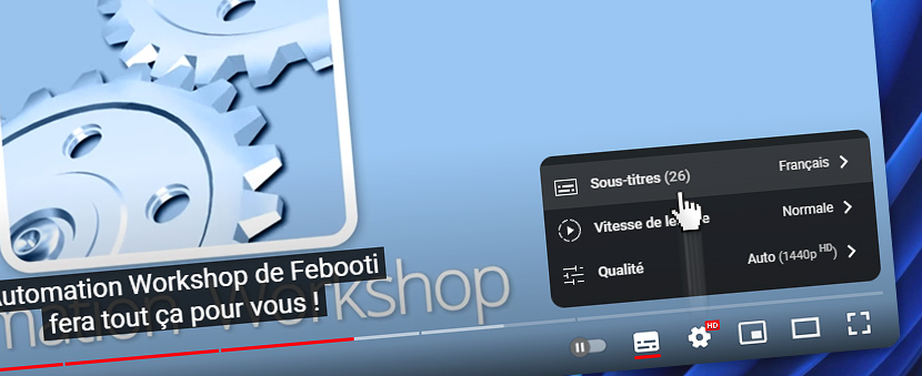 Vidéo YouTube · Choisissez votre langue · Sous-titres · Français