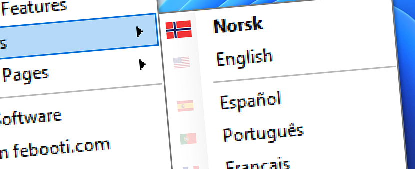 AW · Meny · Språk · Norsk