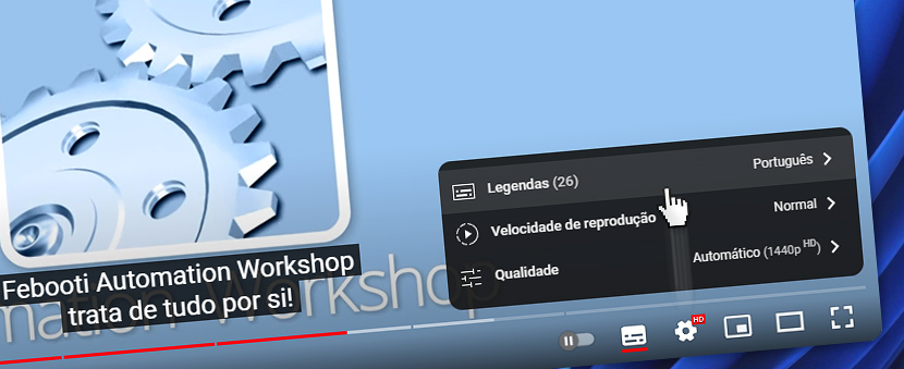 Vídeo do YouTube · Selecione o seu idioma · Legendas · Português