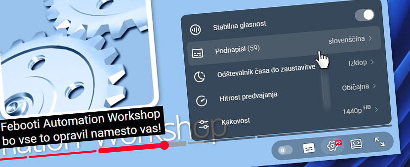 Videoposnetek YouTube · Izberite jezik · Podnapisi · Slovenščina