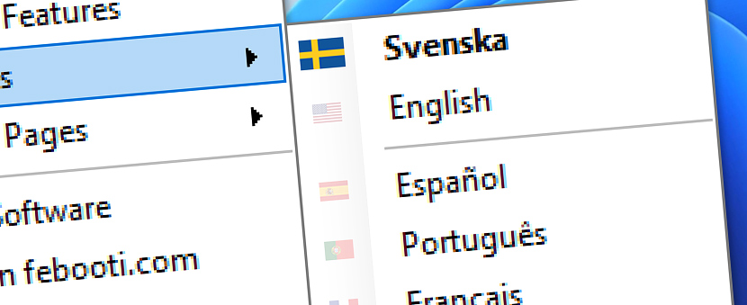 AW · Meny · Språk · Svenska