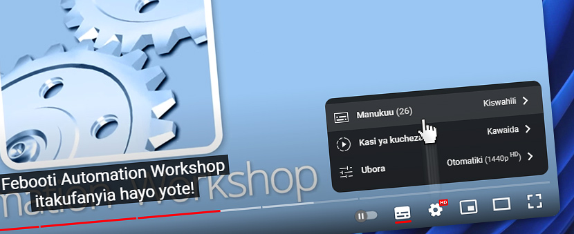 Video ya YouTube · Chagua lugha unayotaka · Manukuu · Kiswahili