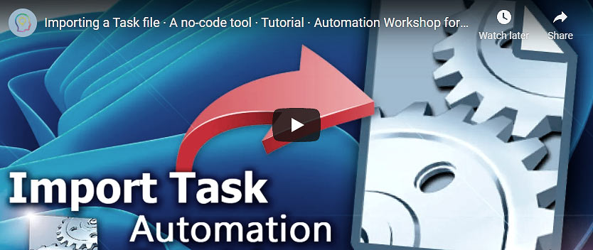 YouTube video · Importing a Task