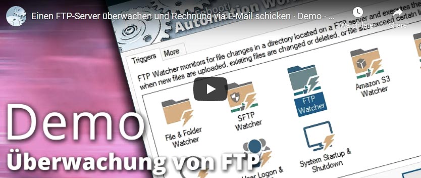 YouTube-Video · Einen FTP-Server überwachen und Rechnung via E-Mail schicken