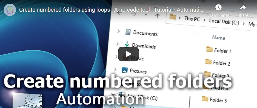 YouTube video · Create numbered folders using loops