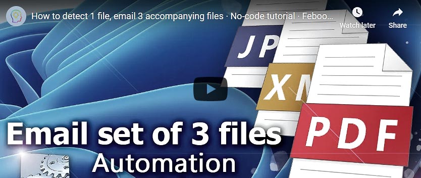 YouTube video · Detect 1 and email 3 files