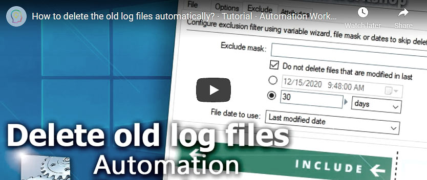 YouTube video · Delete old log files