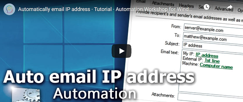 YouTube video · Auto email IP address