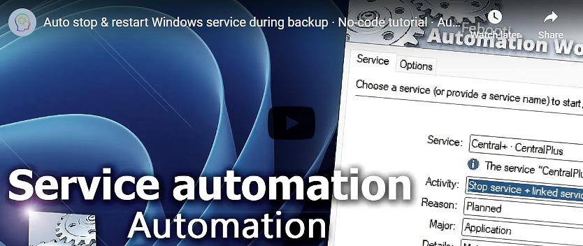 YouTube video · Windows service automation